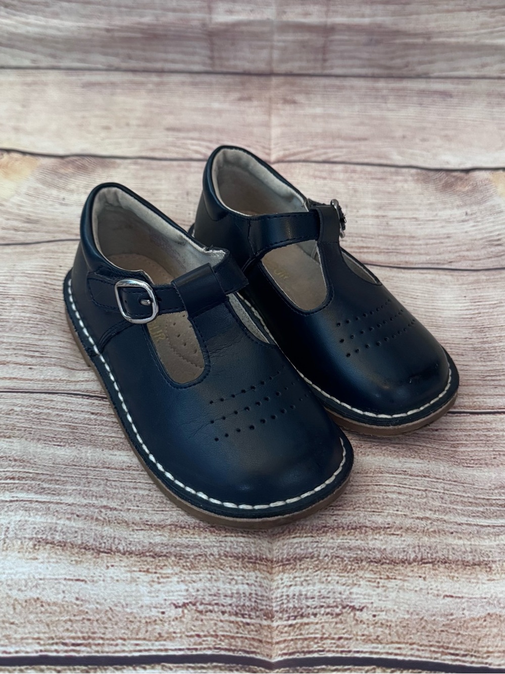 L'Amour Navy Blue T-Strap Mary Janes